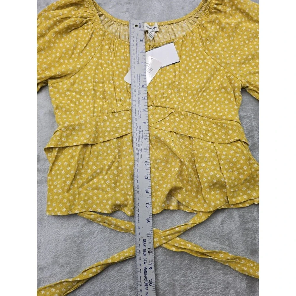 NWT Speechless Kids Girls Yellow Floral Top Size XL Fits Medium Puff Sleeve...